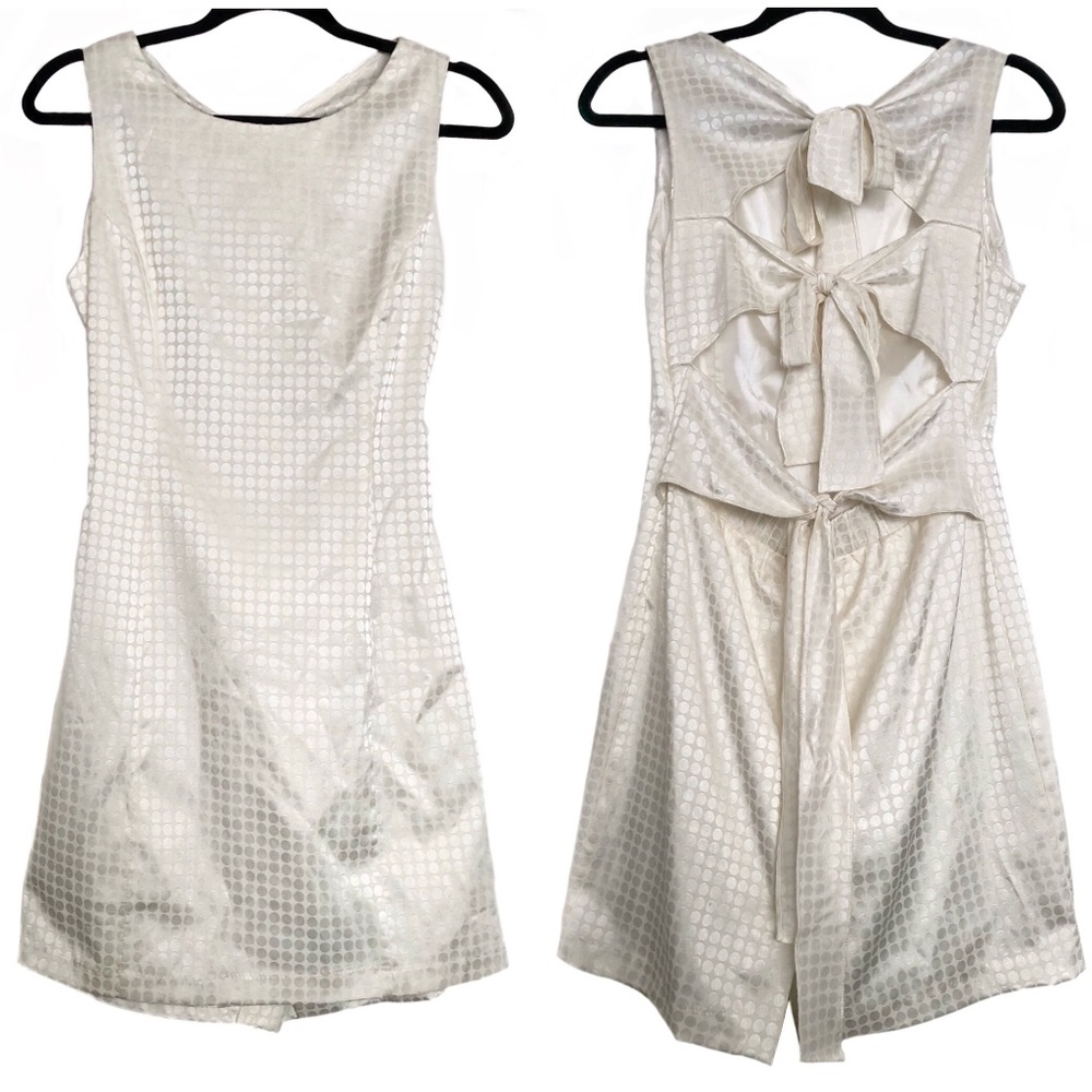 C. Luce Triple Bow Tie Cut Out Back White Dress